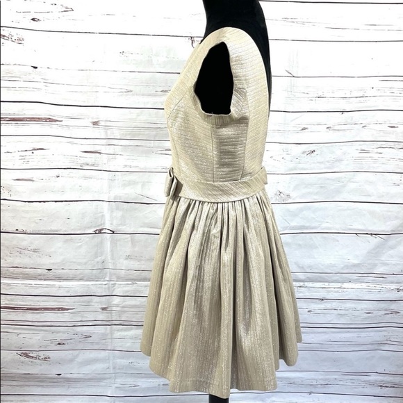 NWT Anthropologie Contrarian NY Gold Cocktail Dress Deep Back V sz6 - Picture 4 of 12